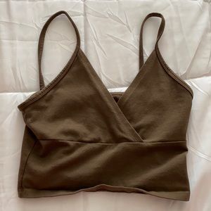 Brown crop tank top